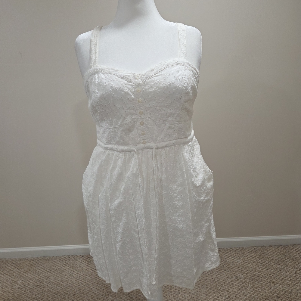torrid White Eyelet Dress with Button Front With Pockets!